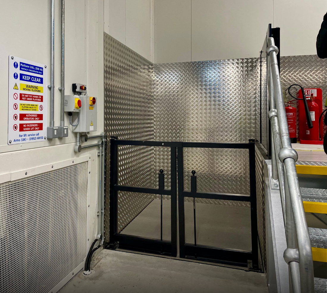A goods lift installation was recently completed in the London area
